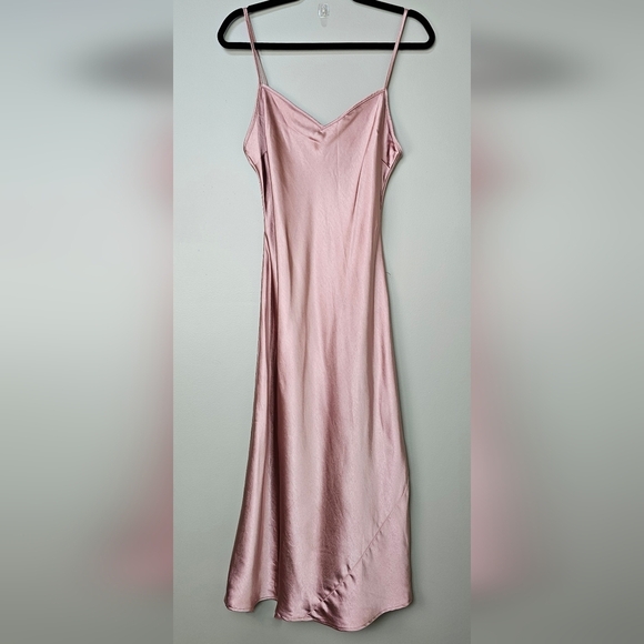 Lulus Women's Sleeveless Satin Slip Midi Dress in Mauve, Size MED, NWOT - Picture 8 of 9